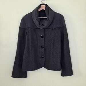 Annie 50 Cardigan Womens XL Gray Shawl Collar LS Burrons Wool Blend Retro Look